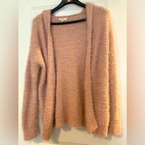 Mudd Fuzzy Pink Hooded Cardigan